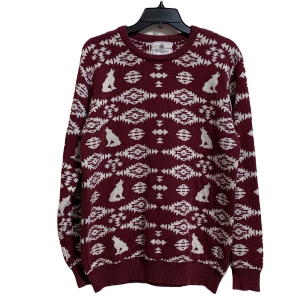 On the Byas Wolf Aztec Sweater